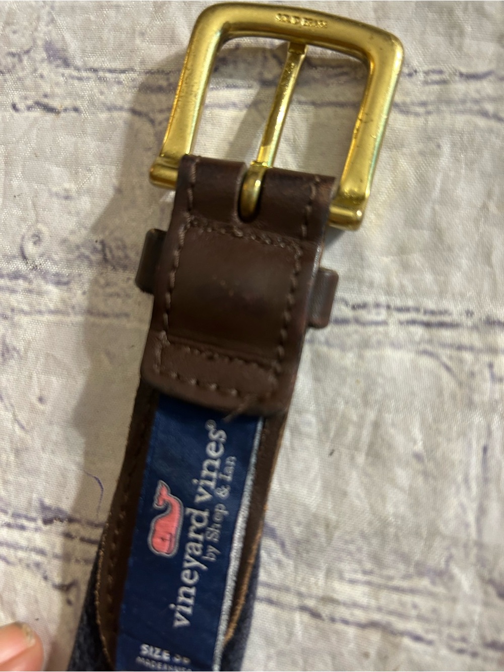 VINEYARD VINES SOLID BRASS BUCKLE NAVY/GREEN DETAILS & AMERICAN EAGLE NAVY BELT - Picture 8 of 16